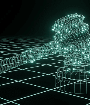 3D-Darstellung eines digitalen Richterhammers